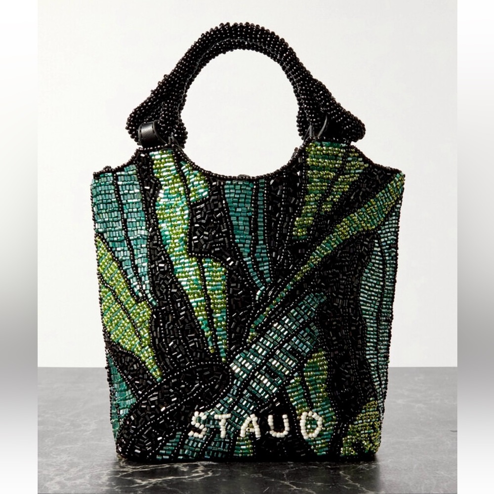 🌺🎉HP🎉🌺 NWT Staud Zoe Beaded Bag Green Palm 🌟 Very Rare 🌟 - Picture 13 of 16